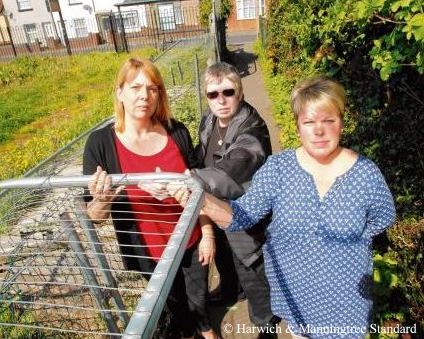 Ward Councillors Fiona Powell, Maria Fowler and Jo Henderson. BROKEN fencing surrounding an old hospital site has been branded as “not acceptable”.