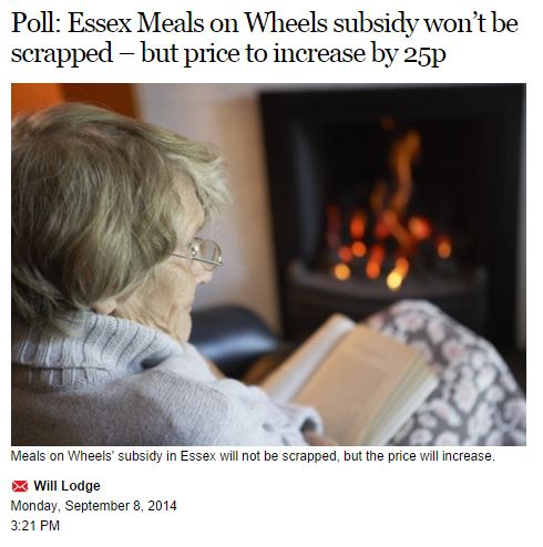 2014-09-08 EADT Poll Essex Meals on Wheels subsidy won’t be scrapped – but price to increase by 25p