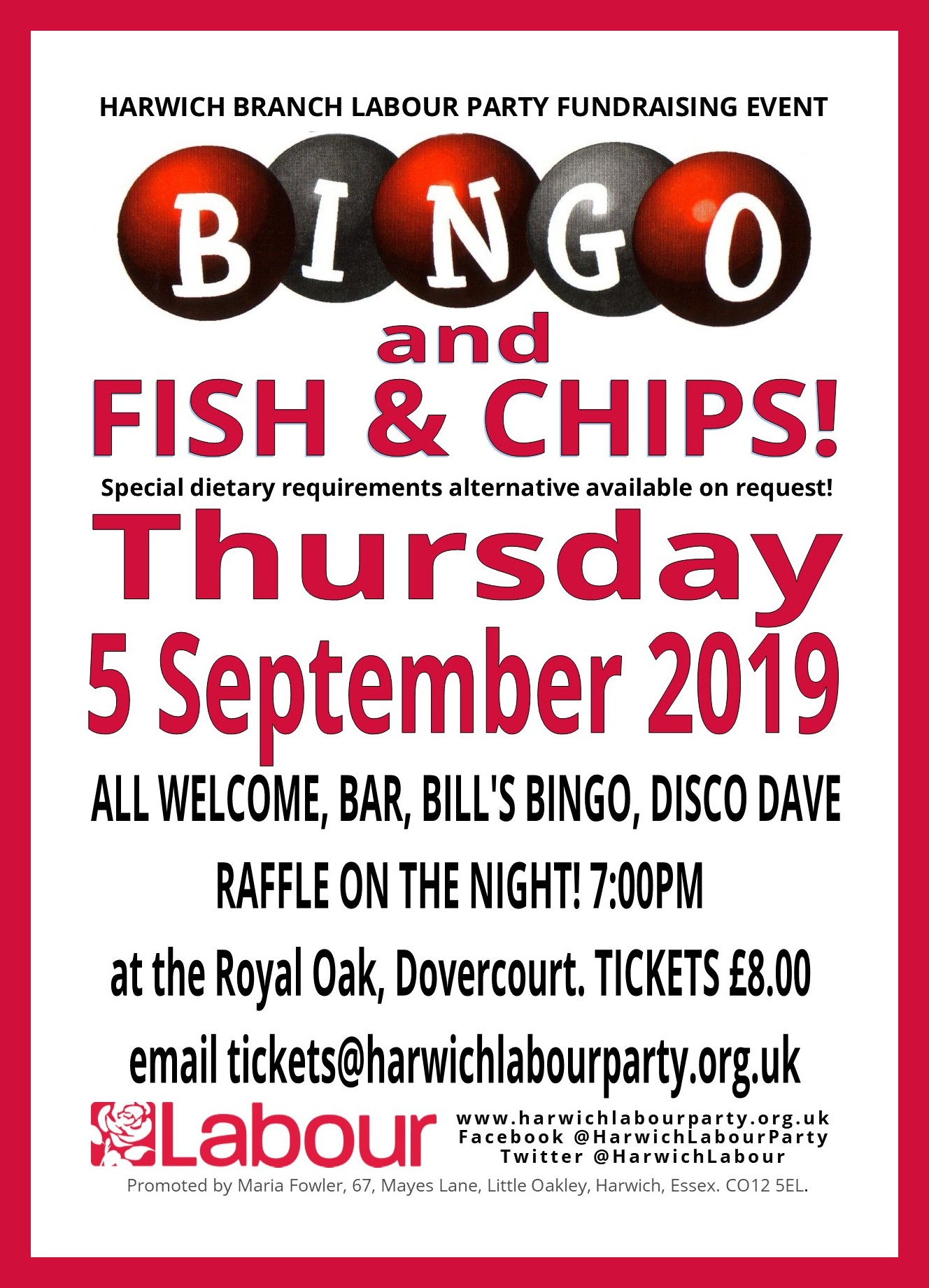 Fundraiser BINGO NIGHT! With Fish & Chips! Harwich Branch